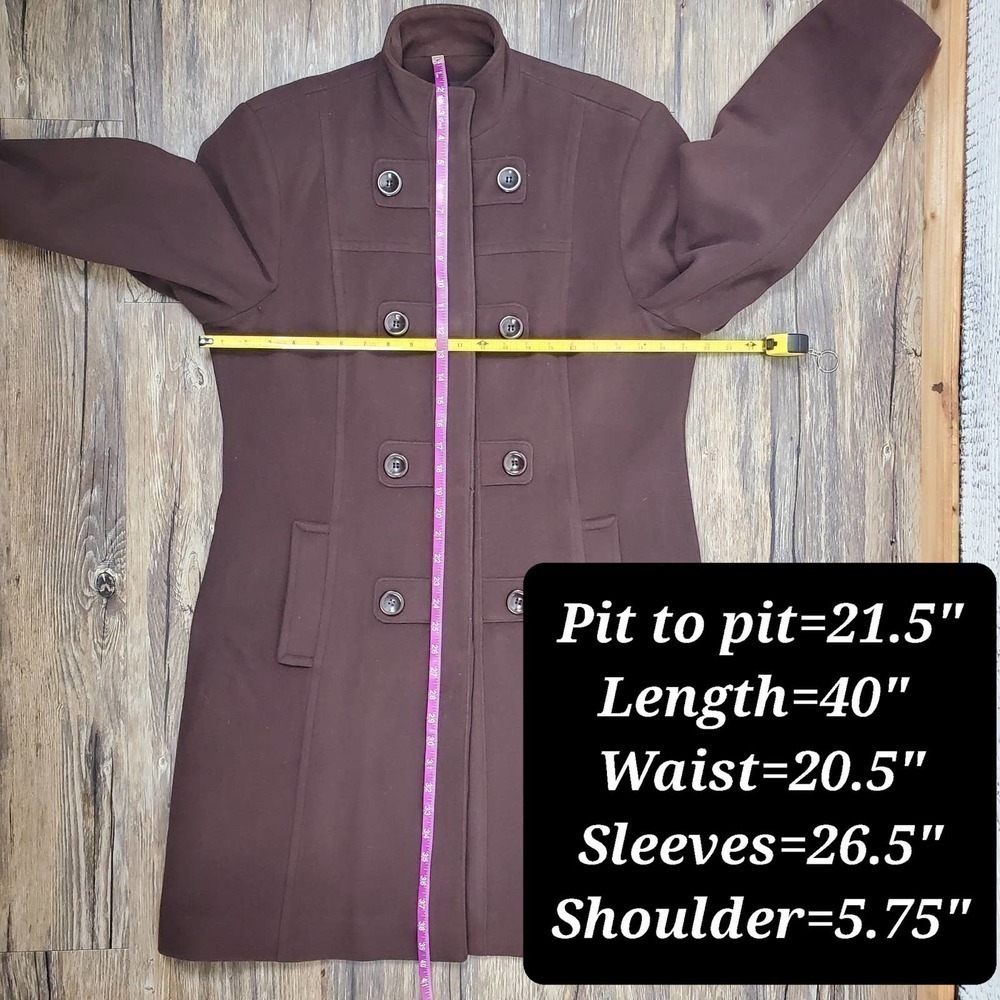 Kristen Blake Women Chocolate Lambswool Cashmere Blend Peacoat Long Coat Size 12 - Picture 14 of 14